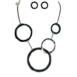 Necklace and Earring Set Oxidized Black Silver